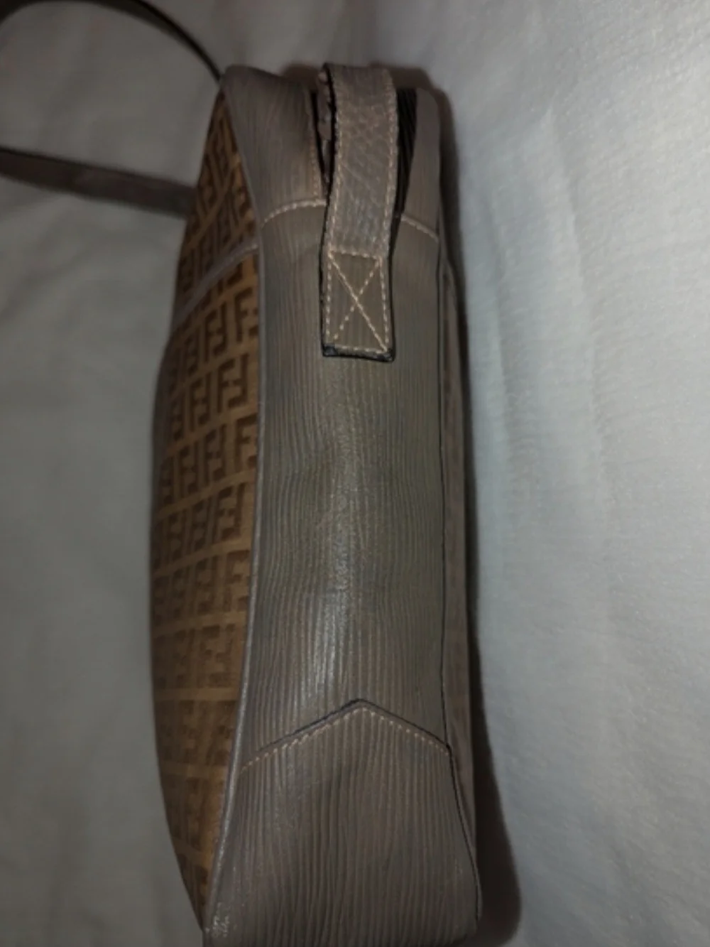 Fendi Brown Taupe FF Logo Crossbody Bag